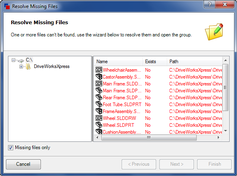 Resolve
Missing Files Dialog